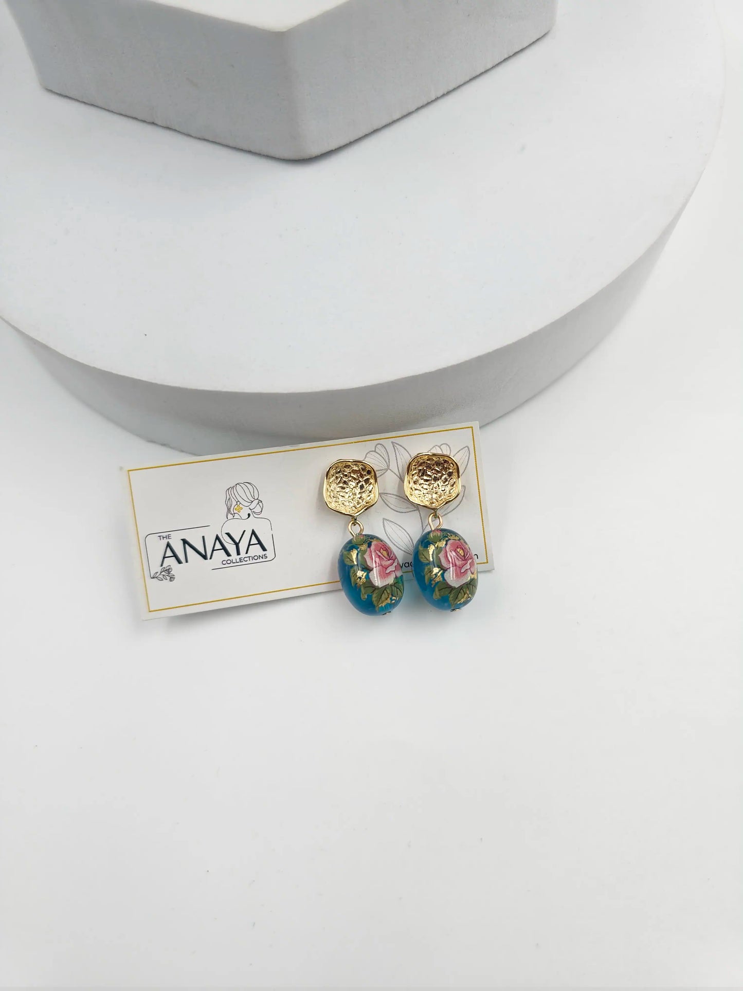 Floral Decal Beads Elegance Earrings