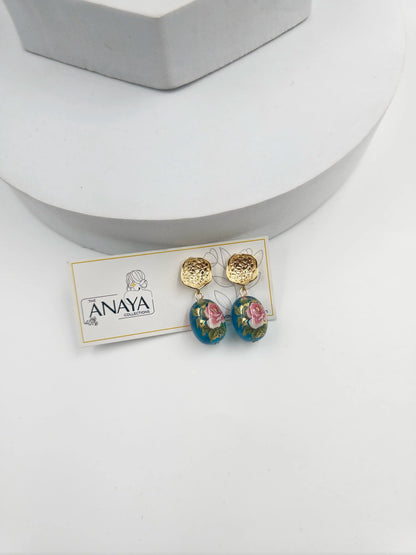 Floral Decal Beads Elegance Earrings