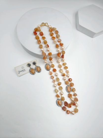 Double Line Agates With Baroque Set