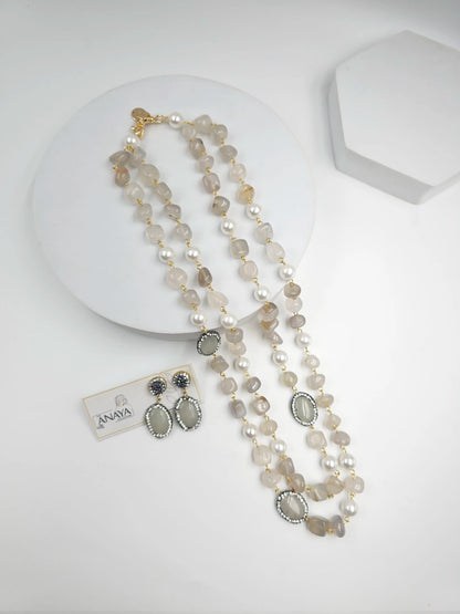 Double Line Agates With Baroque Set