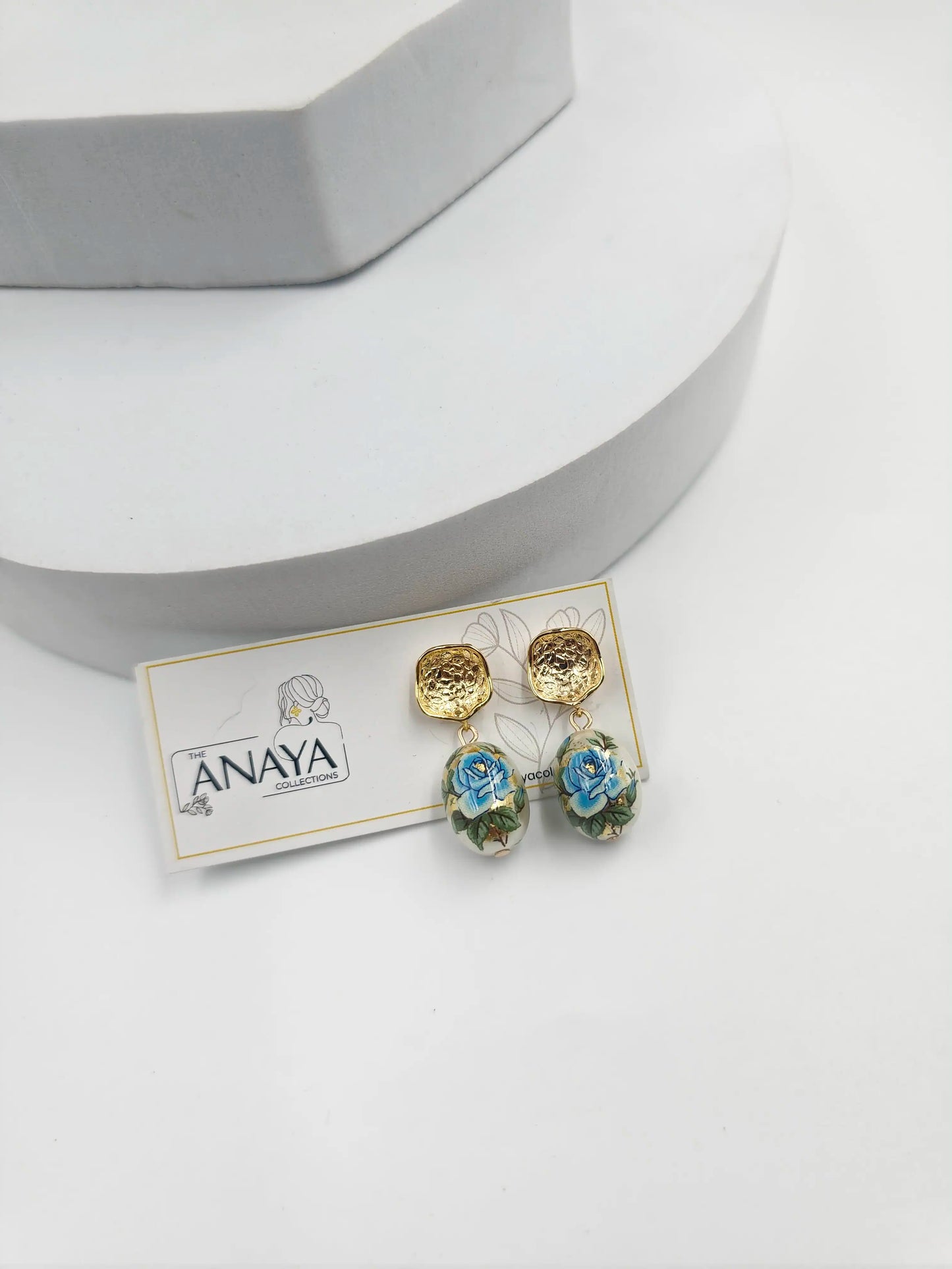 Floral Decal Beads Elegance Earrings