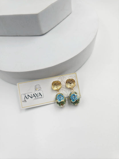 Floral Decal Beads Elegance Earrings