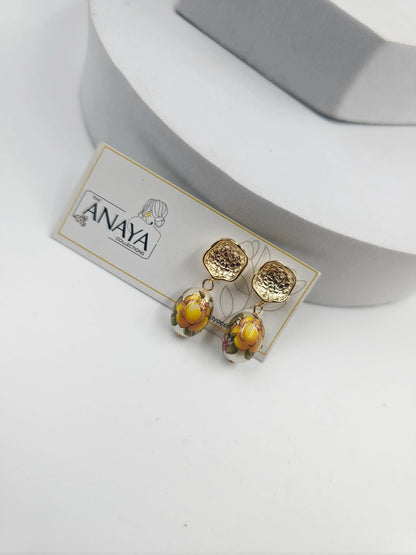 Floral Decal Beads Elegance Earrings